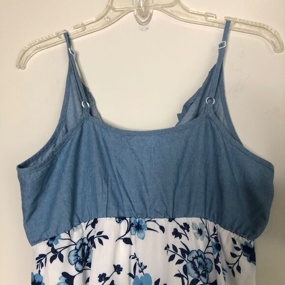 PatPat Wms Med Blue Ruffled Tiered Floral Midi Sundress Cottagecore Casual - Picture 7 of 12